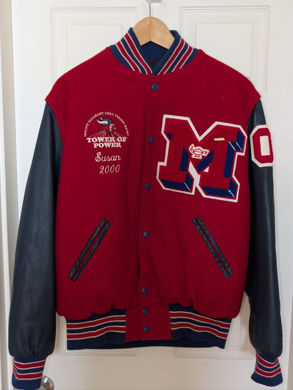 Letterman Jacket From Year 2000 Red, White, And Blue